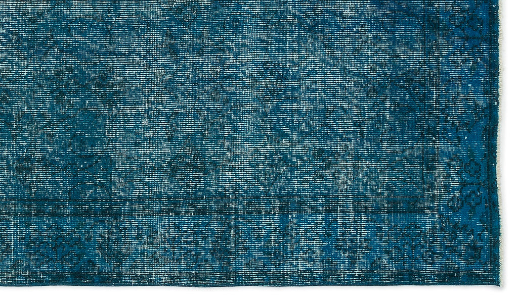 Turquoise  Over Dyed Vintage Rug 4'5'' x 7'6'' ft 135 x 229 cm