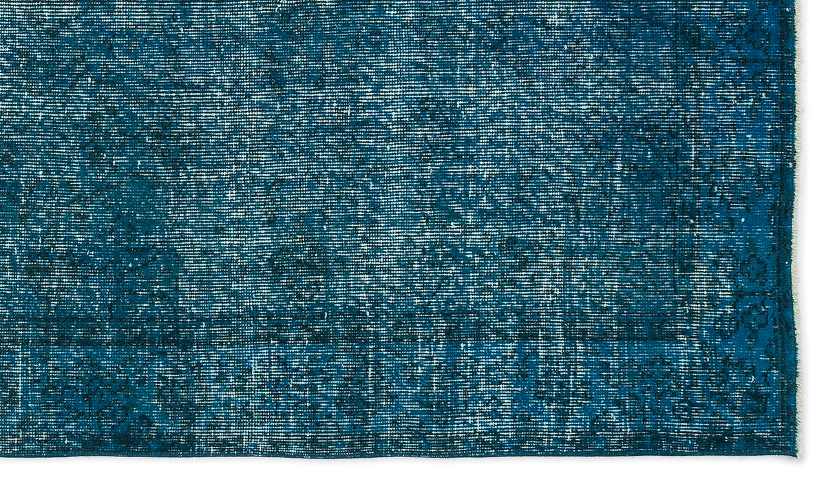 Turquoise  Over Dyed Vintage Rug 4&#39;5&#39;&#39; x 7&#39;6&#39;&#39; ft 135 x 229 cm