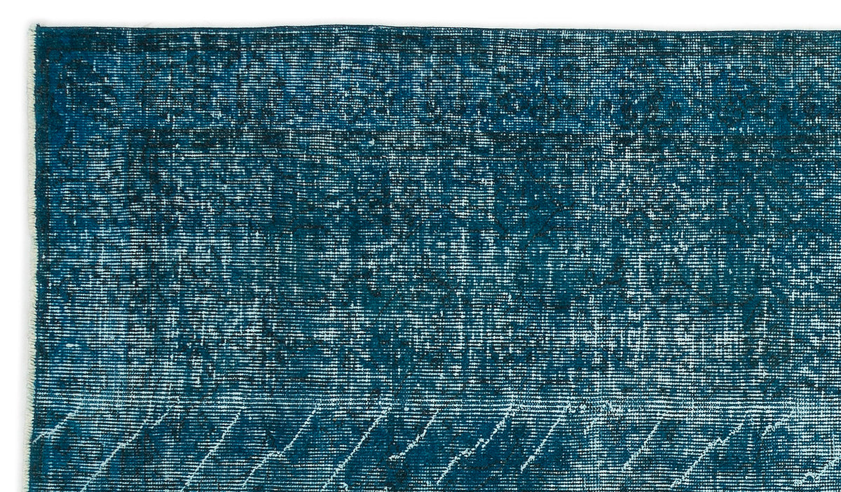 Turquoise  Over Dyed Vintage Rug 4&#39;5&#39;&#39; x 7&#39;6&#39;&#39; ft 135 x 229 cm
