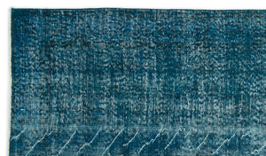 Turquoise  Over Dyed Vintage Rug 4'5'' x 7'6'' ft 135 x 229 cm