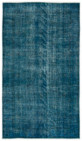 Turquoise  Over Dyed Vintage Rug 4'5'' x 7'6'' ft 135 x 229 cm