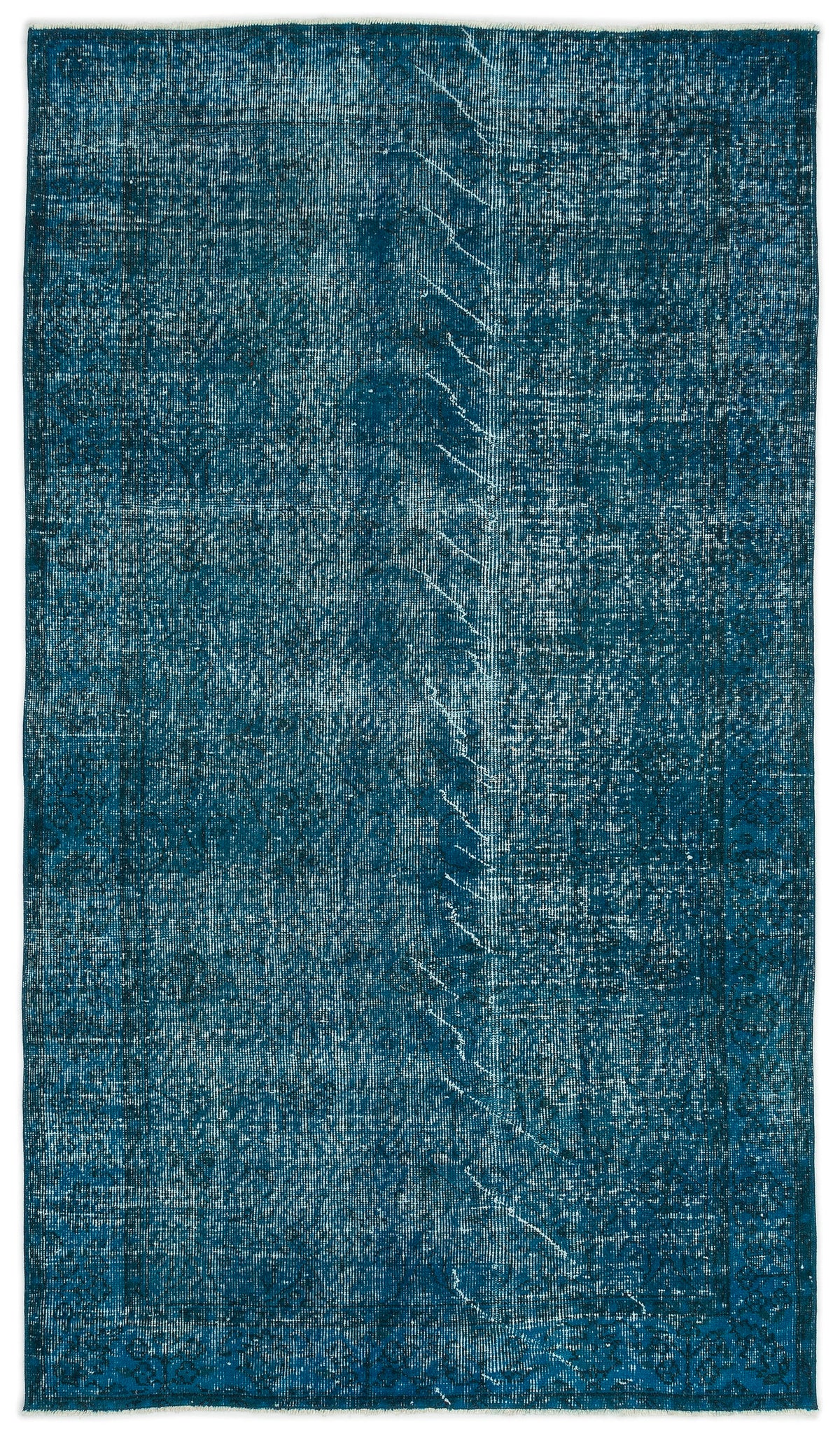 Turquoise  Over Dyed Vintage Rug 4&#39;5&#39;&#39; x 7&#39;6&#39;&#39; ft 135 x 229 cm