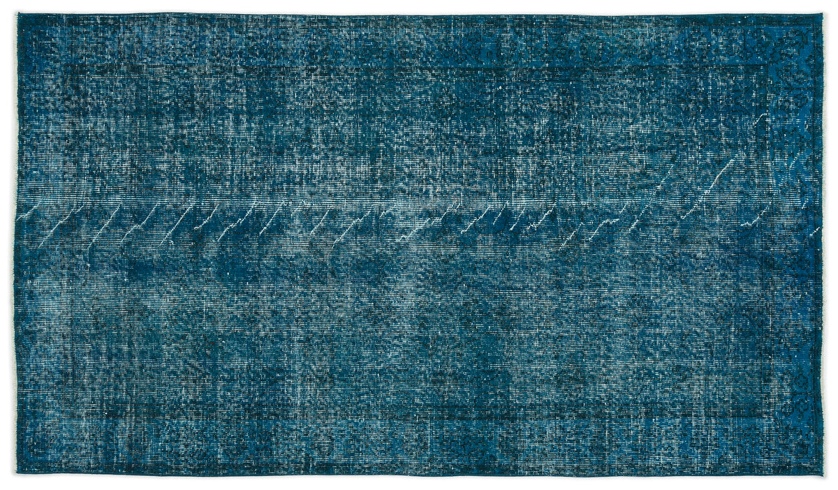 Turquoise  Over Dyed Vintage Rug 4&#39;5&#39;&#39; x 7&#39;6&#39;&#39; ft 135 x 229 cm
