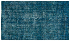 Turquoise  Over Dyed Vintage Rug 4'5'' x 7'6'' ft 135 x 229 cm