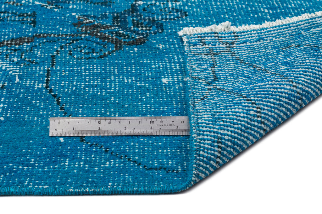 Turquoise  Over Dyed Vintage Rug 5'5'' x 11'1'' ft 165 x 338 cm