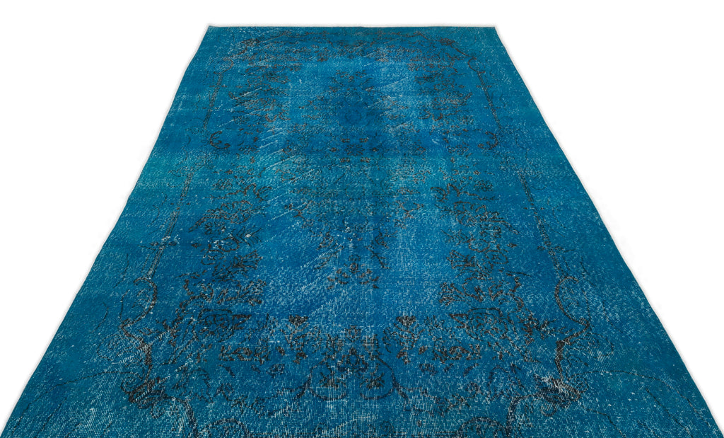Turquoise  Over Dyed Vintage Rug 5'5'' x 11'1'' ft 165 x 338 cm
