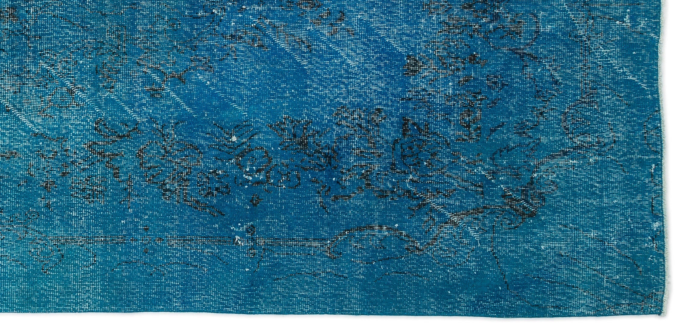 Turquoise  Over Dyed Vintage Rug 5'5'' x 11'1'' ft 165 x 338 cm