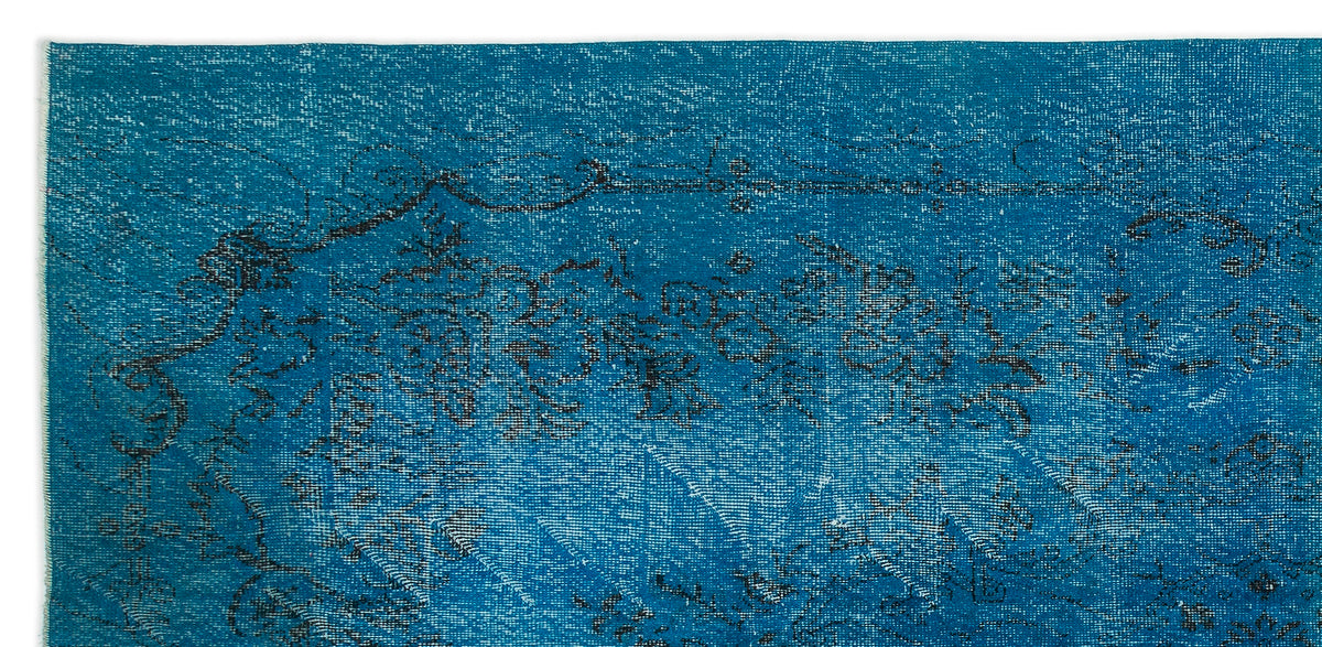 Turquoise  Over Dyed Vintage Rug 5&#39;5&#39;&#39; x 11&#39;1&#39;&#39; ft 165 x 338 cm