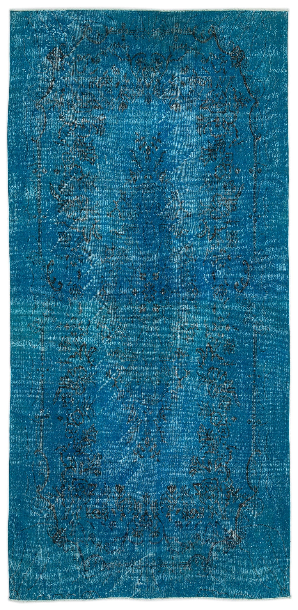 Turquoise  Over Dyed Vintage Rug 5'5'' x 11'1'' ft 165 x 338 cm
