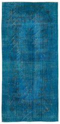 Turquoise  Over Dyed Vintage Rug 5'5'' x 11'1'' ft 165 x 338 cm