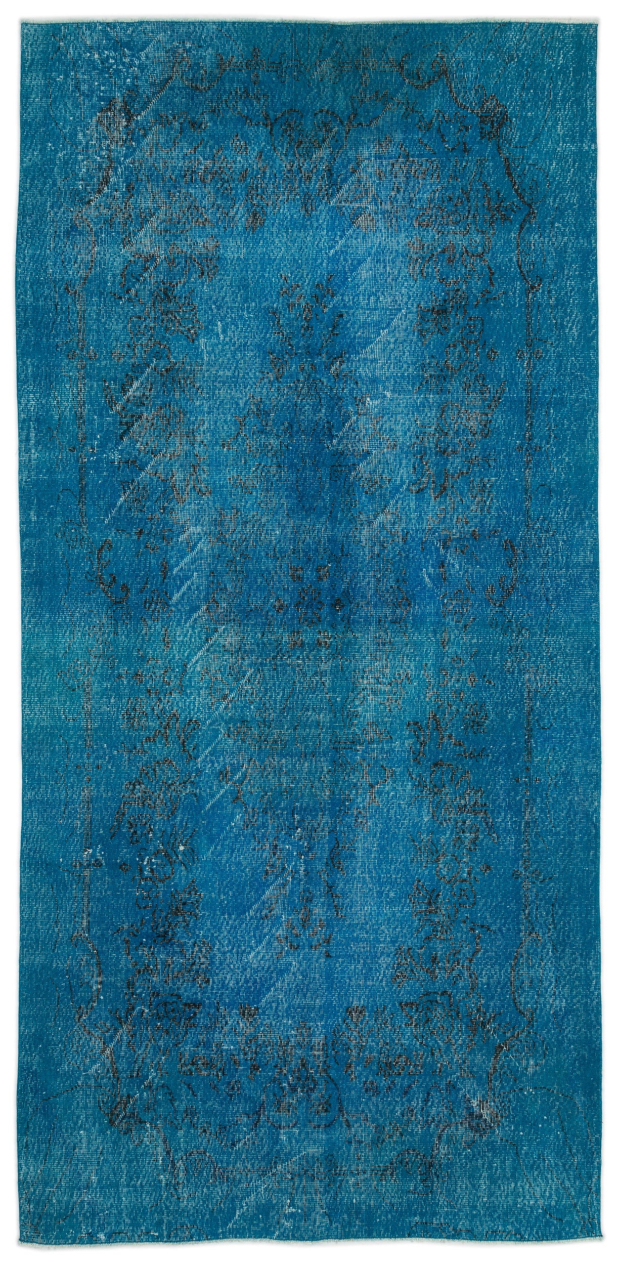Turquoise  Over Dyed Vintage Rug 5'5'' x 11'1'' ft 165 x 338 cm