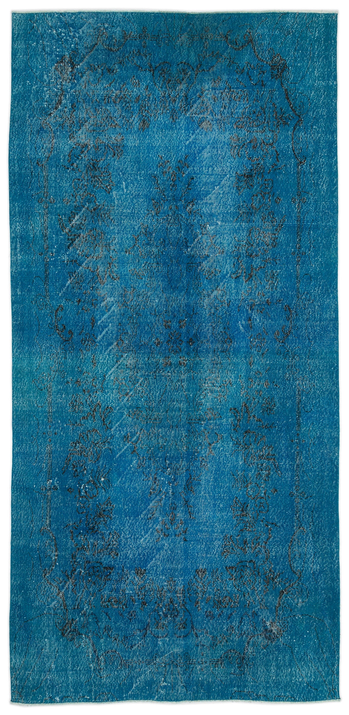 Turquoise  Over Dyed Vintage Rug 5&#39;5&#39;&#39; x 11&#39;1&#39;&#39; ft 165 x 338 cm