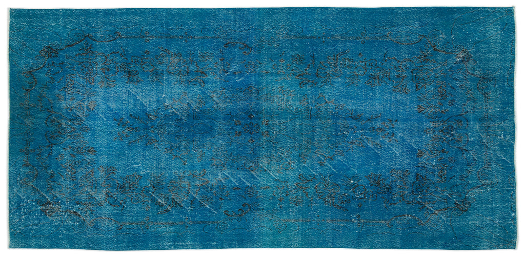 Turquoise  Over Dyed Vintage Rug 5'5'' x 11'1'' ft 165 x 338 cm