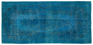 Turquoise  Over Dyed Vintage Rug 5'5'' x 11'1'' ft 165 x 338 cm