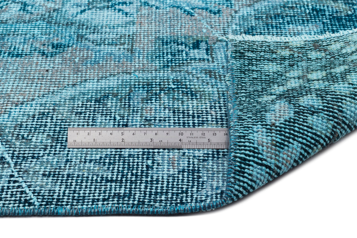 Turquoise  Over Dyed Vintage Rug 5&#39;11&#39;&#39; x 9&#39;5&#39;&#39; ft 180 x 288 cm