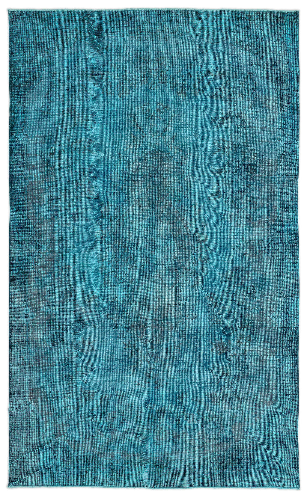 Turquoise  Over Dyed Vintage Rug 5'11'' x 9'5'' ft 180 x 288 cm