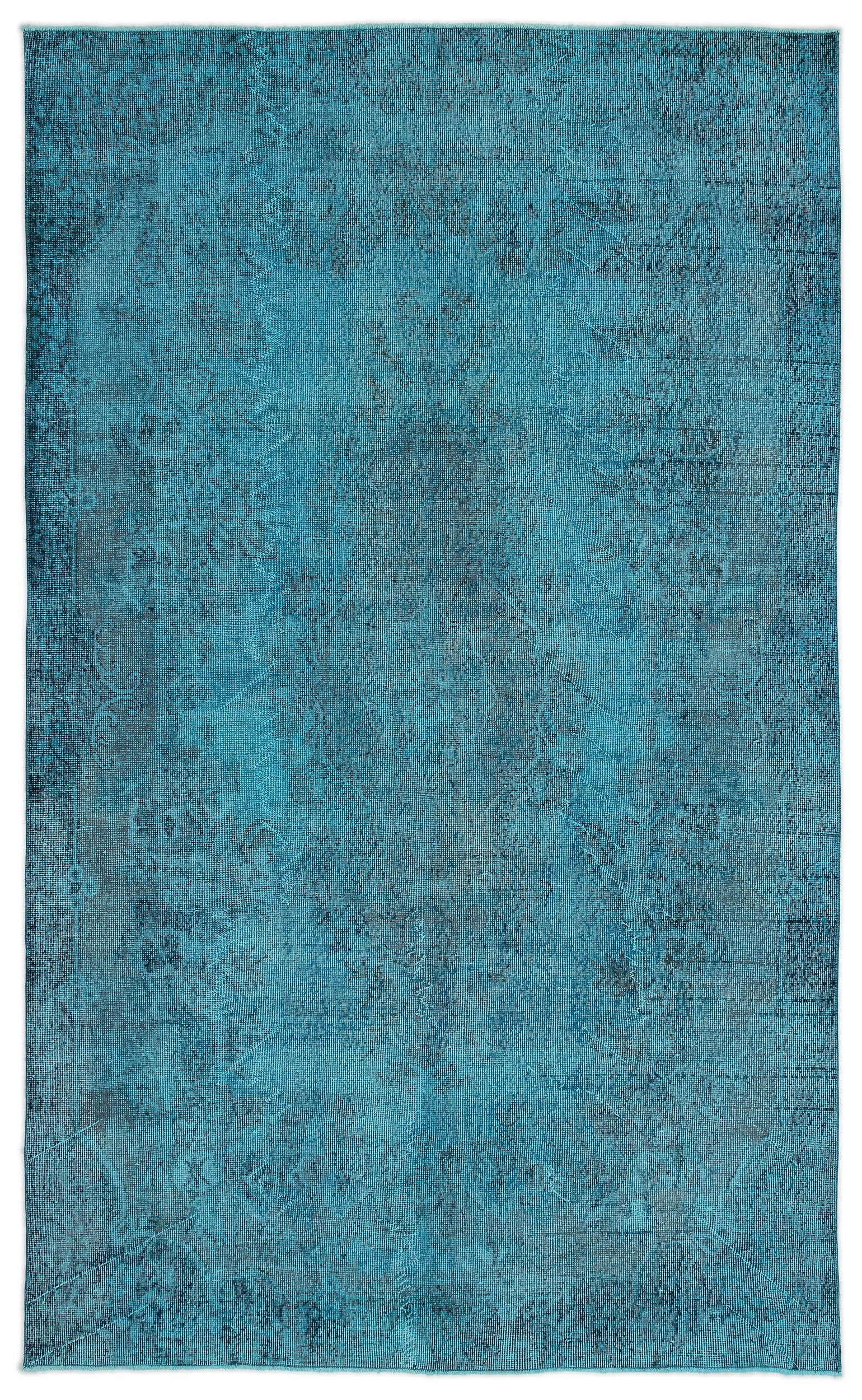 Turquoise  Over Dyed Vintage Rug 5'11'' x 9'5'' ft 180 x 288 cm