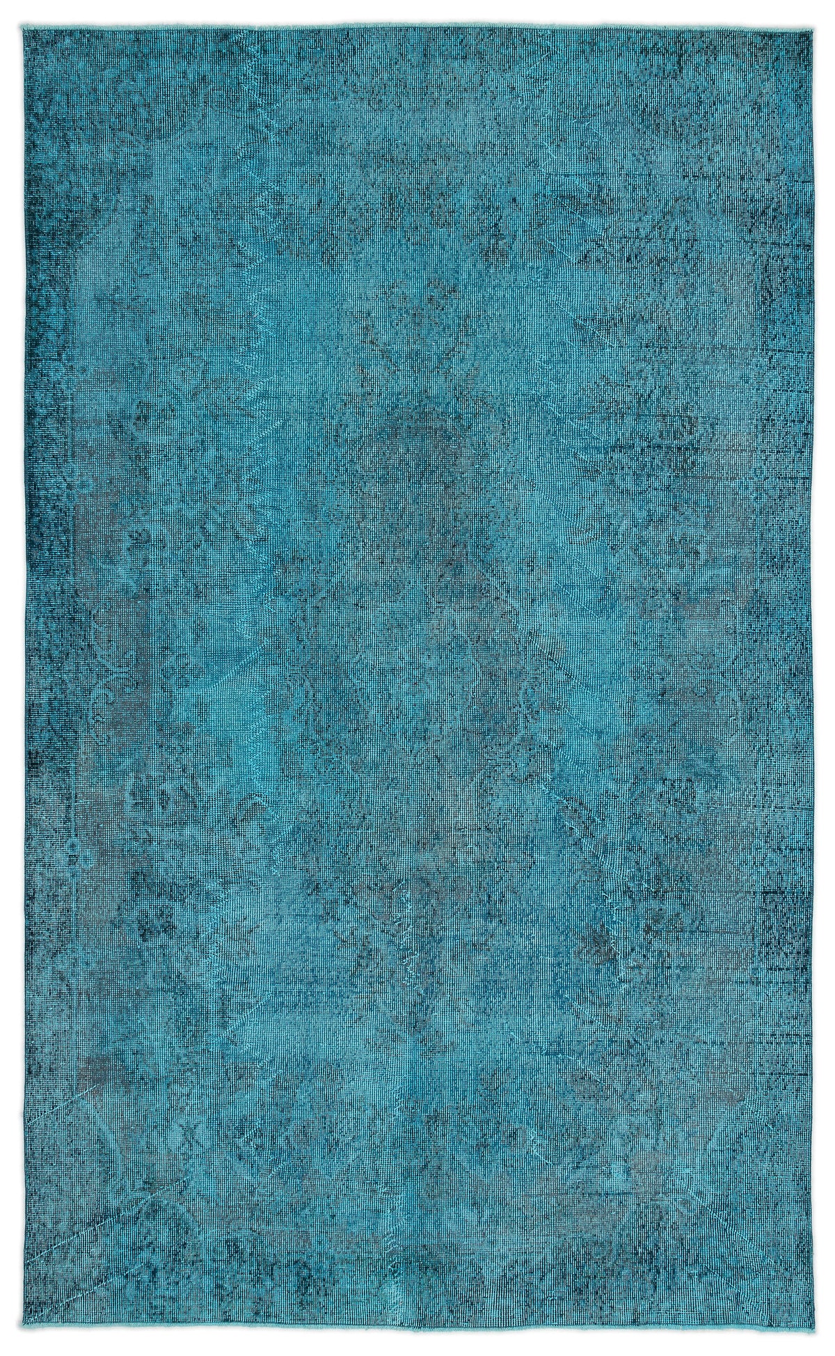 Turquoise  Over Dyed Vintage Rug 5&#39;11&#39;&#39; x 9&#39;5&#39;&#39; ft 180 x 288 cm