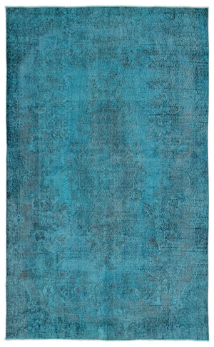 Turquoise  Over Dyed Vintage Rug 5'11'' x 9'5'' ft 180 x 288 cm