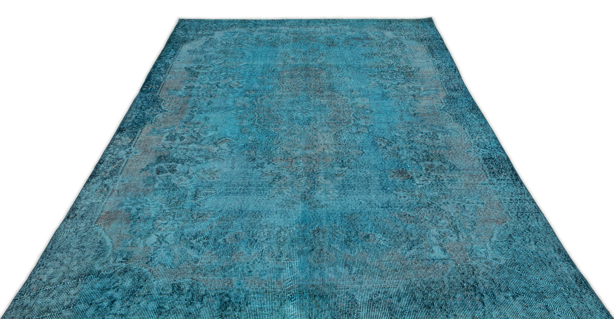 Turquoise  Over Dyed Vintage Rug 5&#39;11&#39;&#39; x 9&#39;5&#39;&#39; ft 180 x 288 cm