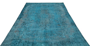 Turquoise  Over Dyed Vintage Rug 5'11'' x 9'5'' ft 180 x 288 cm