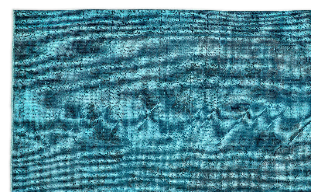Turquoise  Over Dyed Vintage Rug 5'11'' x 9'5'' ft 180 x 288 cm