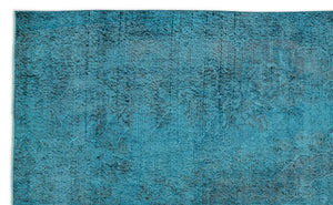 Turquoise  Over Dyed Vintage Rug 5'11'' x 9'5'' ft 180 x 288 cm