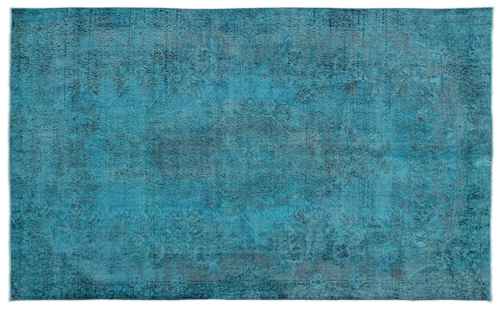 Turquoise  Over Dyed Vintage Rug 5'11'' x 9'5'' ft 180 x 288 cm