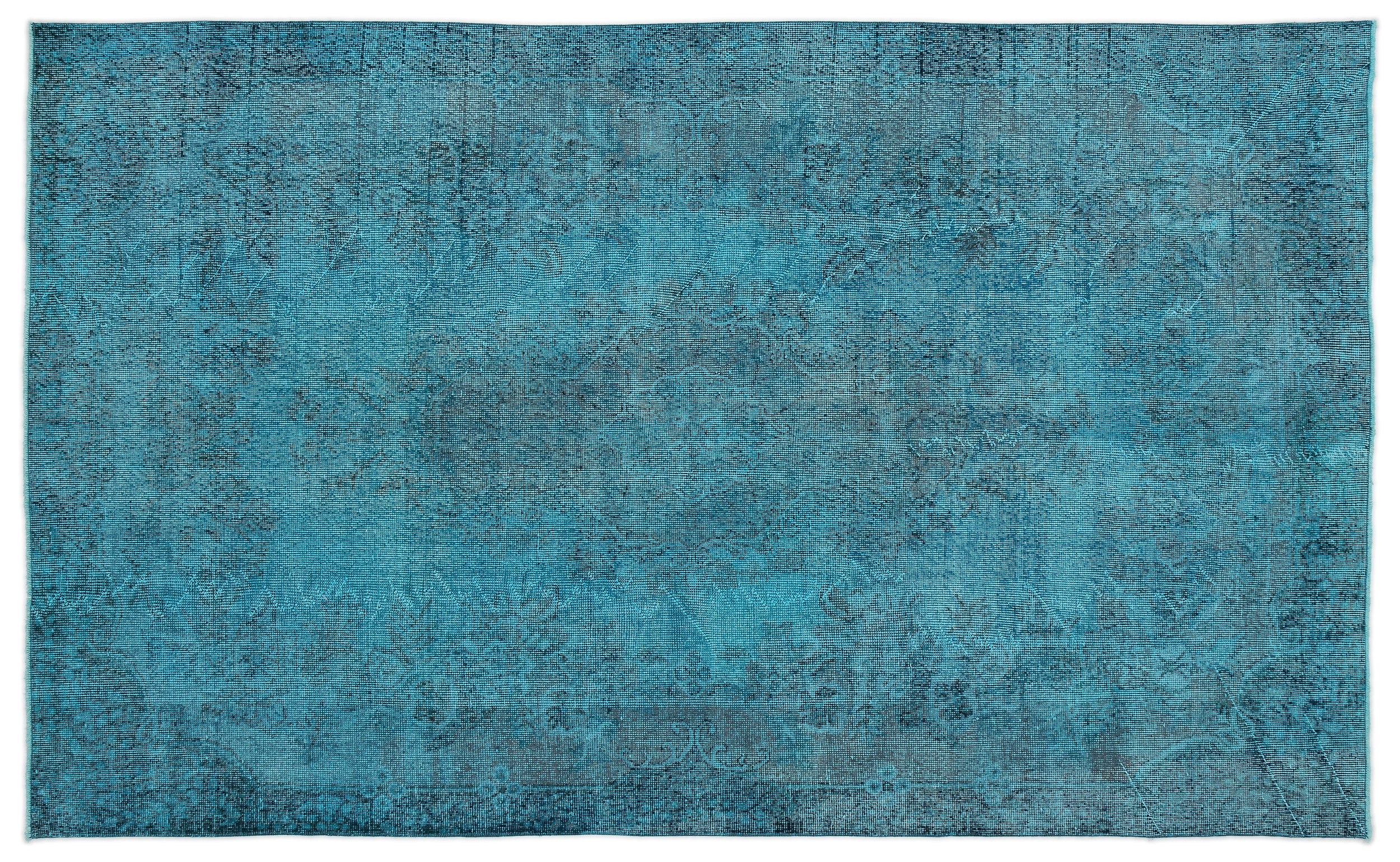 Turquoise  Over Dyed Vintage Rug 5'11'' x 9'5'' ft 180 x 288 cm