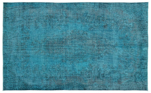 Turquoise  Over Dyed Vintage Rug 5'11'' x 9'5'' ft 180 x 288 cm
