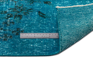 Turquoise  Over Dyed Vintage Rug 6'9'' x 10'4'' ft 205 x 316 cm