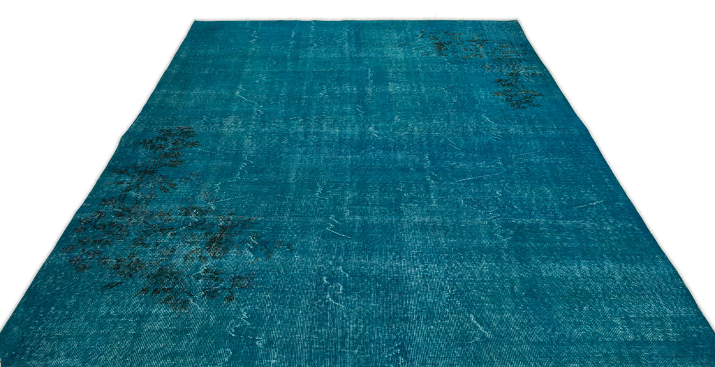 Turquoise  Over Dyed Vintage Rug 6'9'' x 10'4'' ft 205 x 316 cm