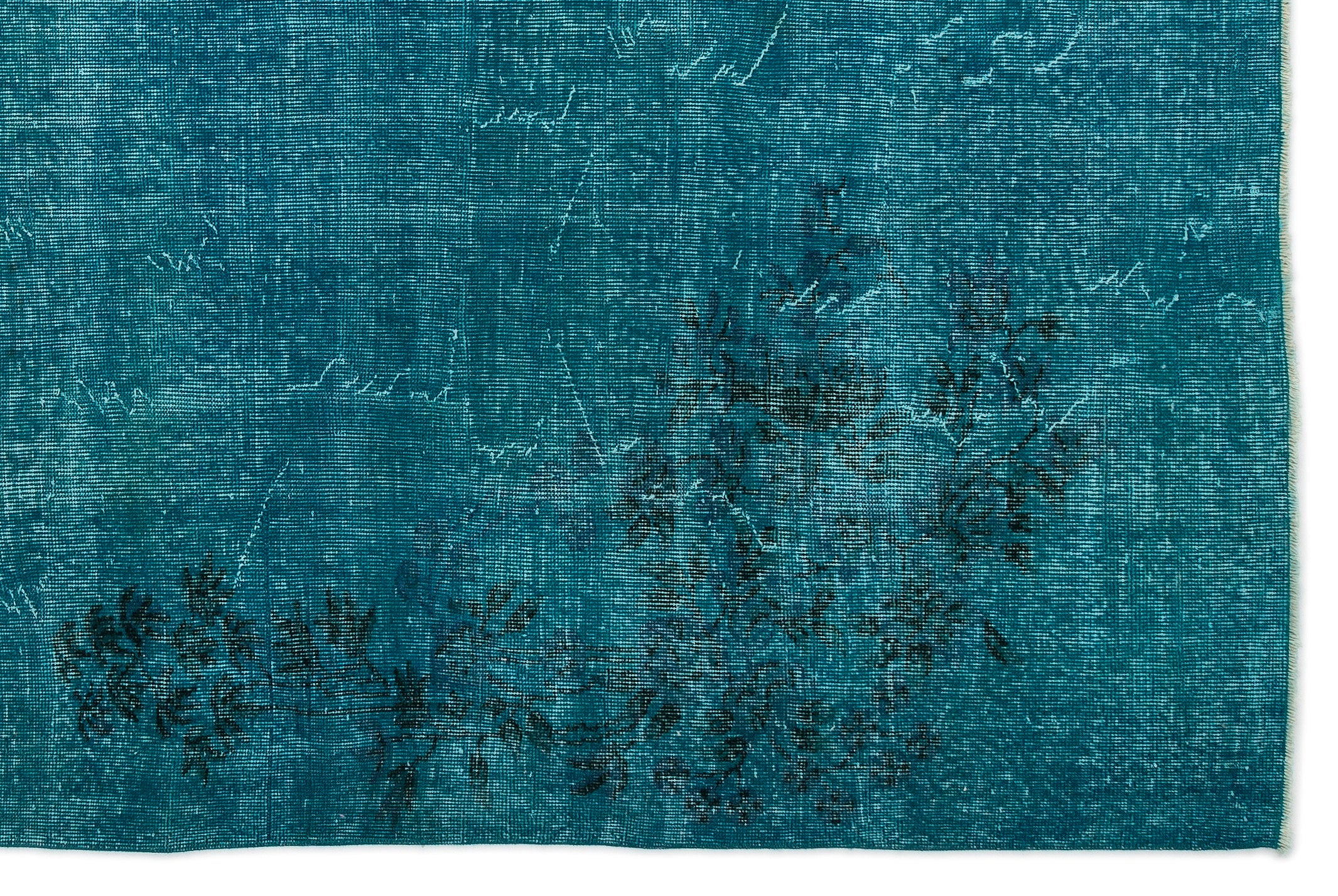 Turquoise  Over Dyed Vintage Rug 6'9'' x 10'4'' ft 205 x 316 cm