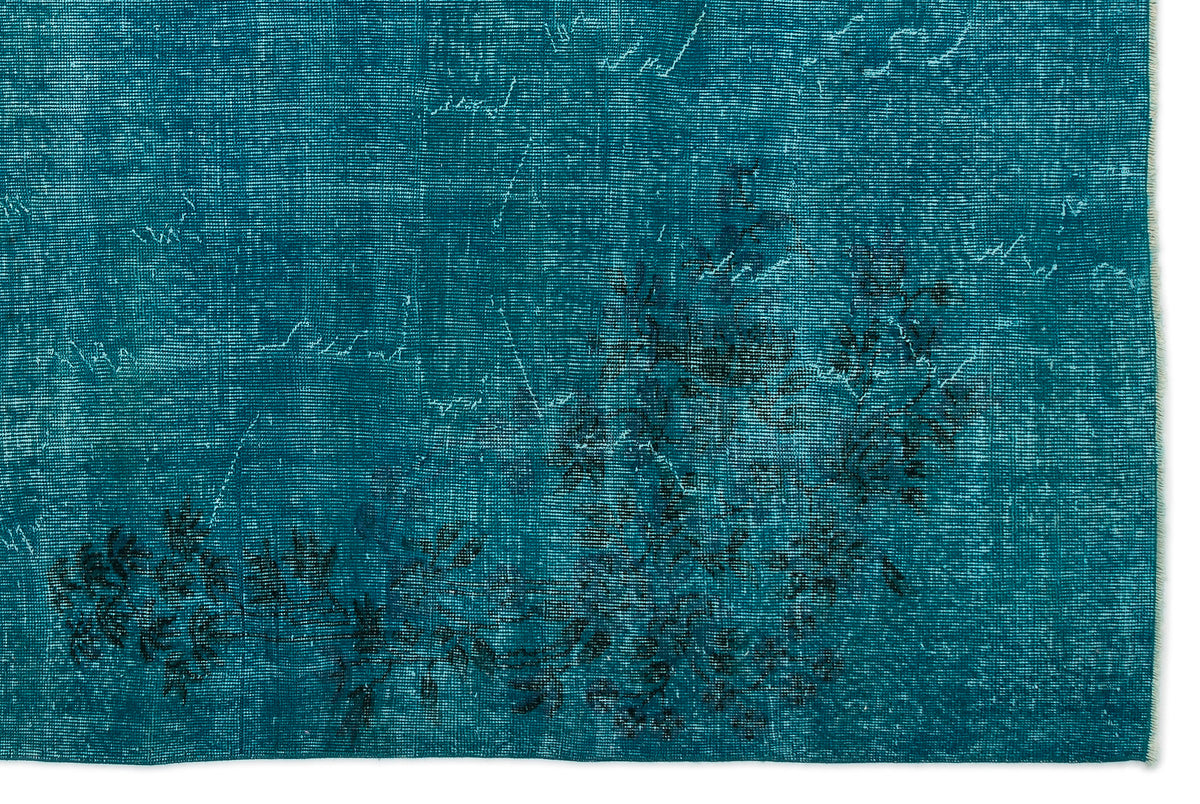 Turquoise  Over Dyed Vintage Rug 6'9'' x 10'4'' ft 205 x 316 cm