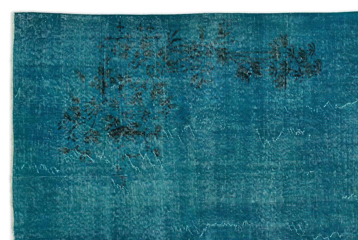 Turquoise  Over Dyed Vintage Rug 6'9'' x 10'4'' ft 205 x 316 cm