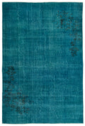 Turquoise  Over Dyed Vintage Rug 6'9'' x 10'4'' ft 205 x 316 cm