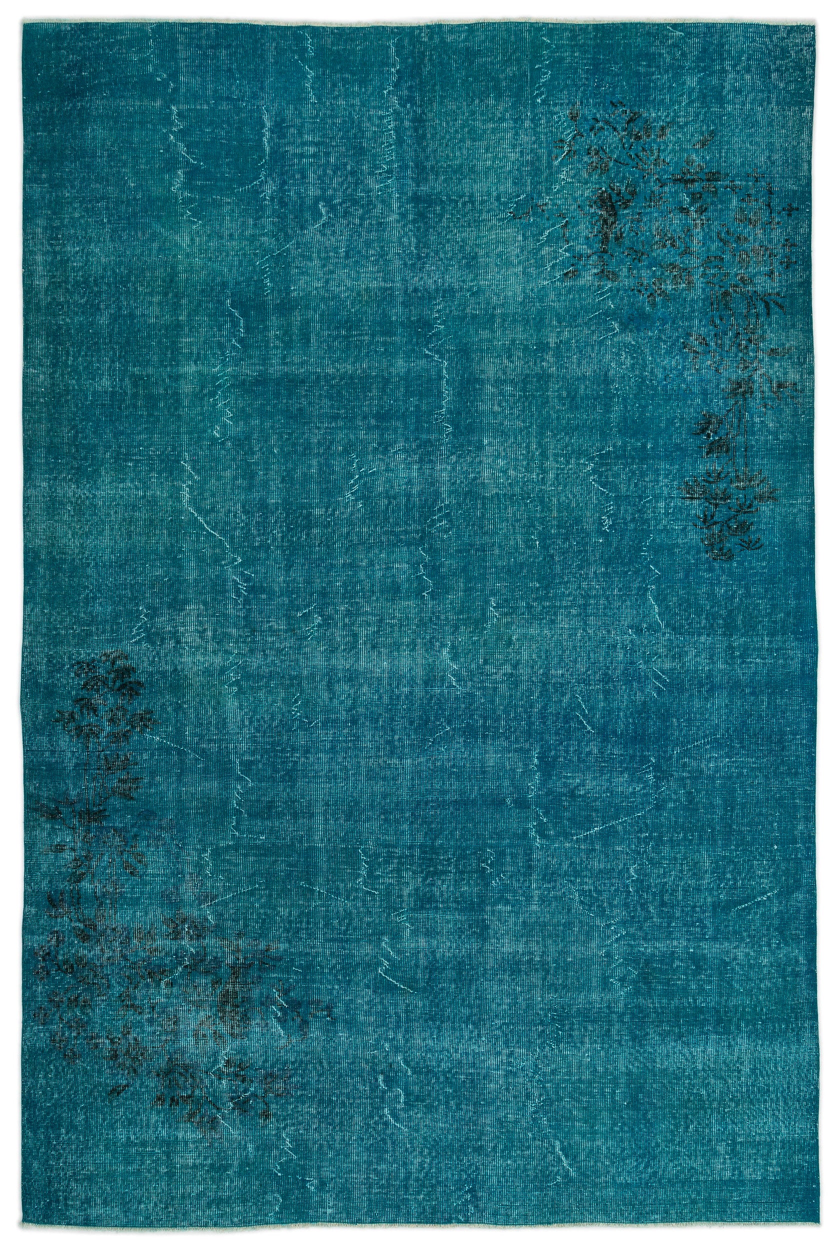 Turquoise  Over Dyed Vintage Rug 6'9'' x 10'4'' ft 205 x 316 cm