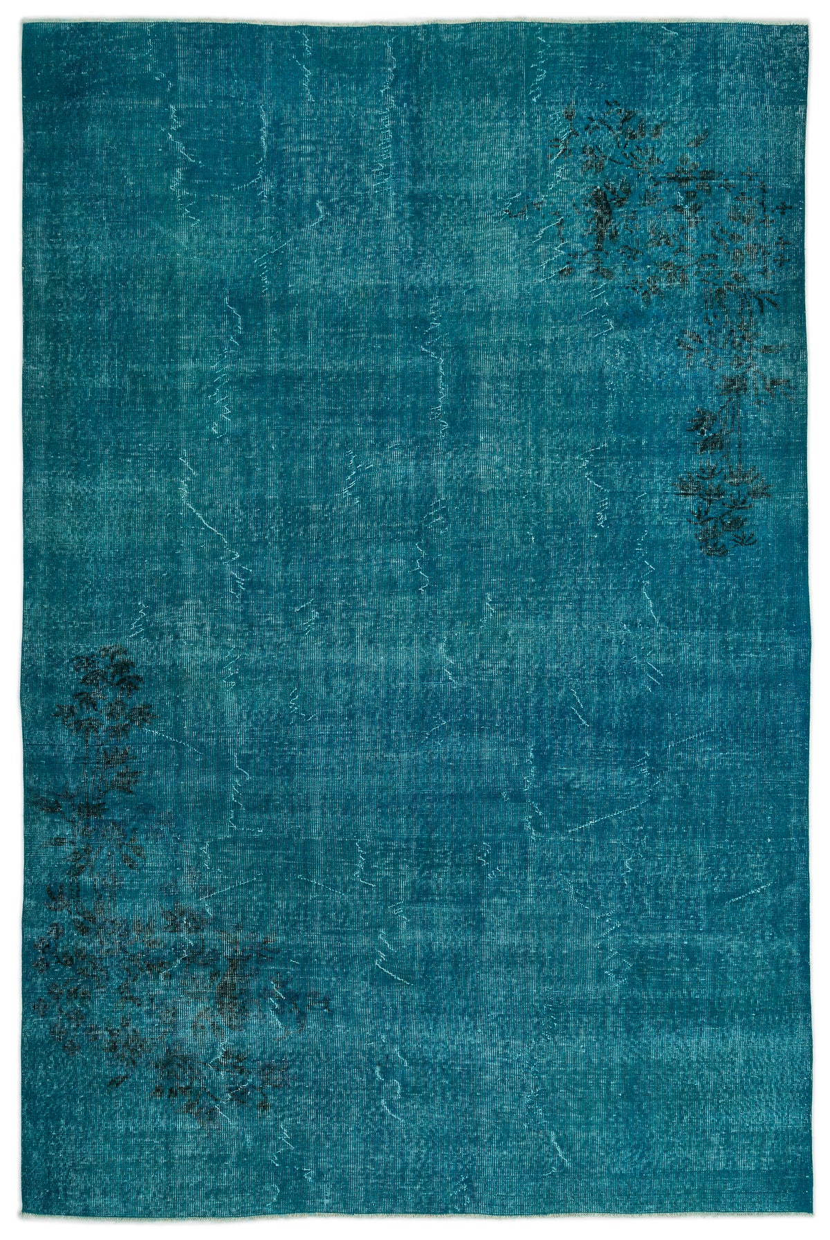 Turquoise  Over Dyed Vintage Rug 6'9'' x 10'4'' ft 205 x 316 cm