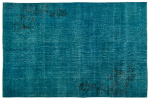 Turquoise  Over Dyed Vintage Rug 6'9'' x 10'4'' ft 205 x 316 cm