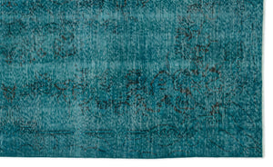 Turquoise  Over Dyed Vintage Rug 5'11'' x 10'0'' ft 180 x 305 cm