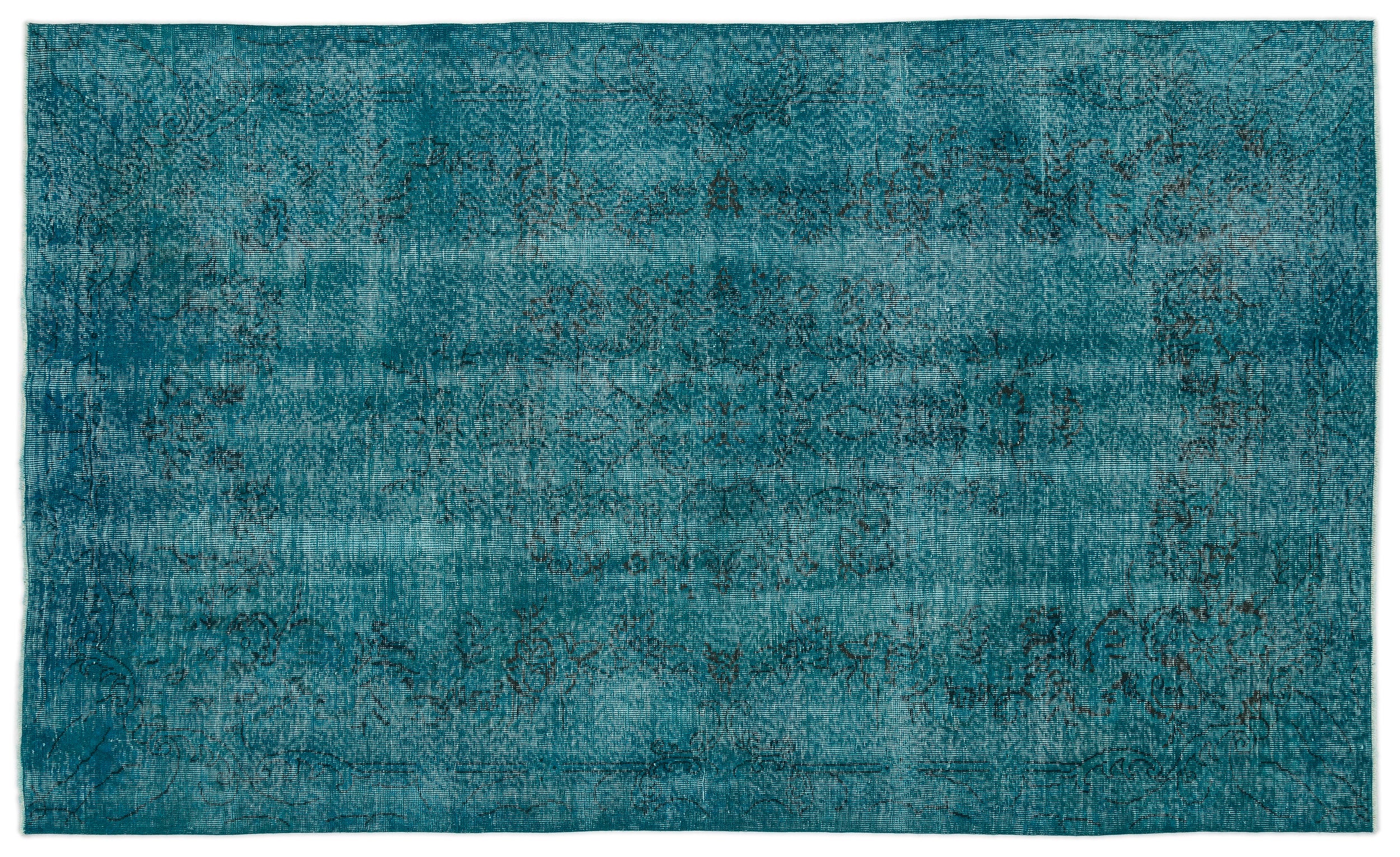 Turquoise  Over Dyed Vintage Rug 5'11'' x 10'0'' ft 180 x 305 cm