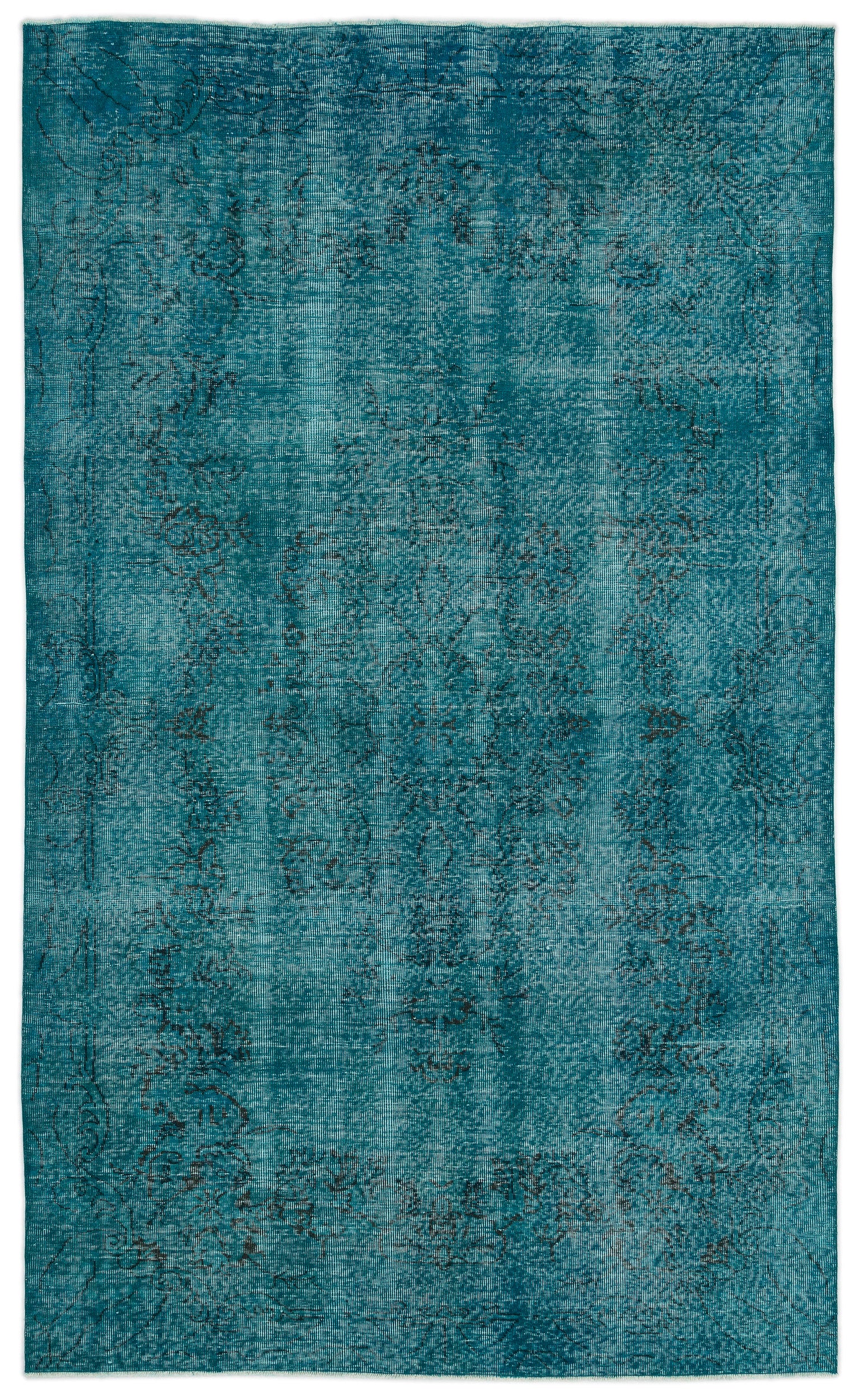 Turquoise  Over Dyed Vintage Rug 5'11'' x 10'0'' ft 180 x 305 cm