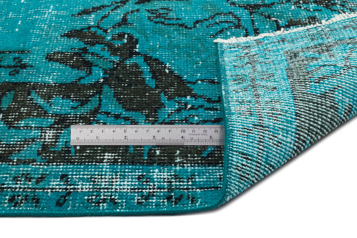 Turquoise  Over Dyed Vintage Rug 5&#39;10&#39;&#39; x 8&#39;8&#39;&#39; ft 178 x 265 cm