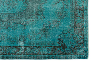 Turquoise  Over Dyed Vintage Rug 5'10'' x 8'8'' ft 178 x 265 cm