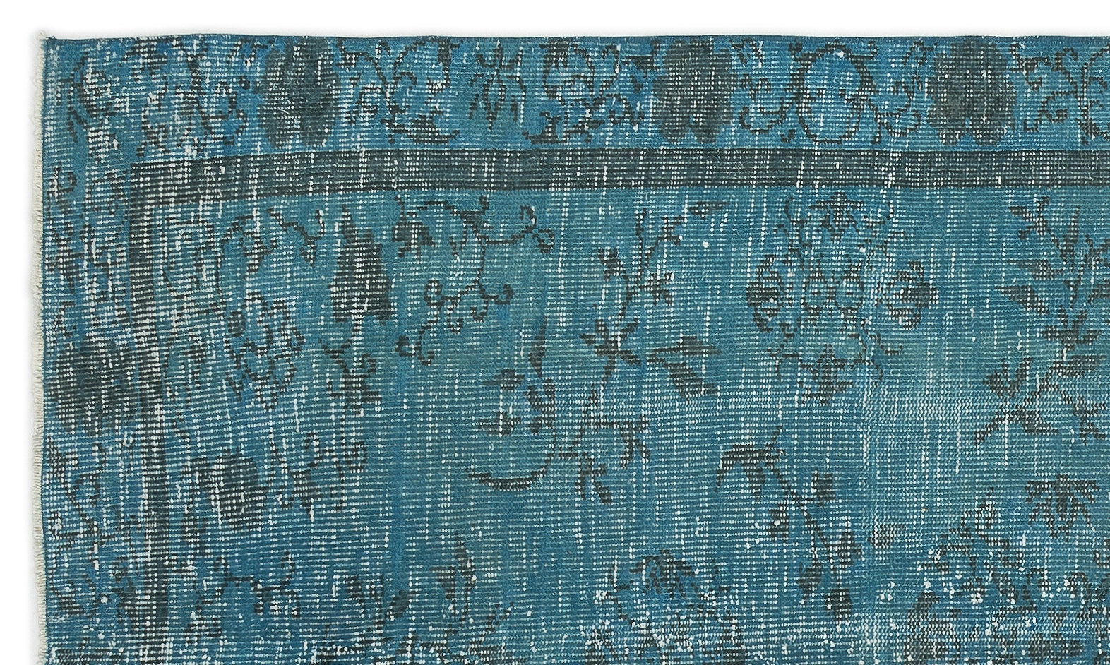 Turquoise  Over Dyed Vintage Rug 4'4'' x 7'8'' ft 131 x 233 cm