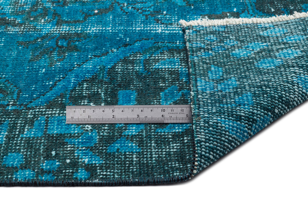 Turquoise  Over Dyed Vintage Rug 6&#39;6&#39;&#39; x 10&#39;9&#39;&#39; ft 199 x 328 cm