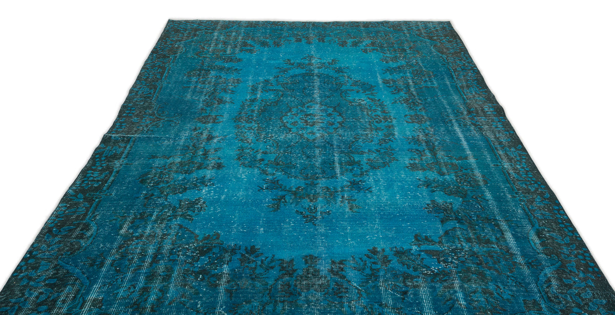Turquoise  Over Dyed Vintage Rug 6&#39;6&#39;&#39; x 10&#39;9&#39;&#39; ft 199 x 328 cm