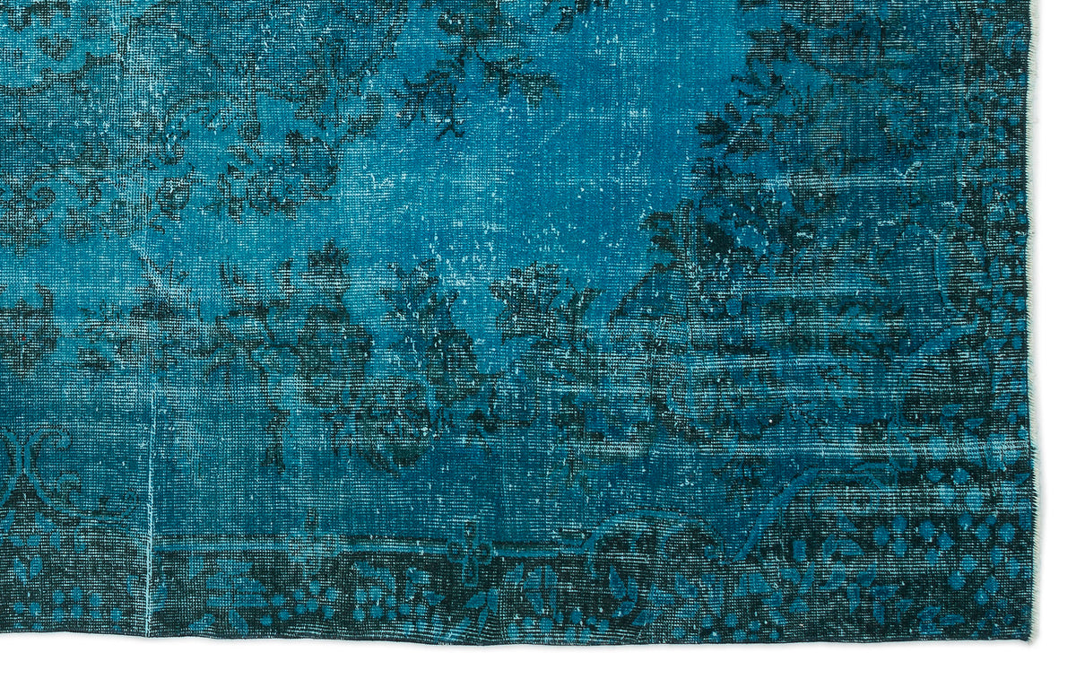 Turquoise  Over Dyed Vintage Rug 6&#39;6&#39;&#39; x 10&#39;9&#39;&#39; ft 199 x 328 cm