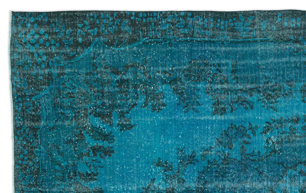 Turquoise  Over Dyed Vintage Rug 6'6'' x 10'9'' ft 199 x 328 cm