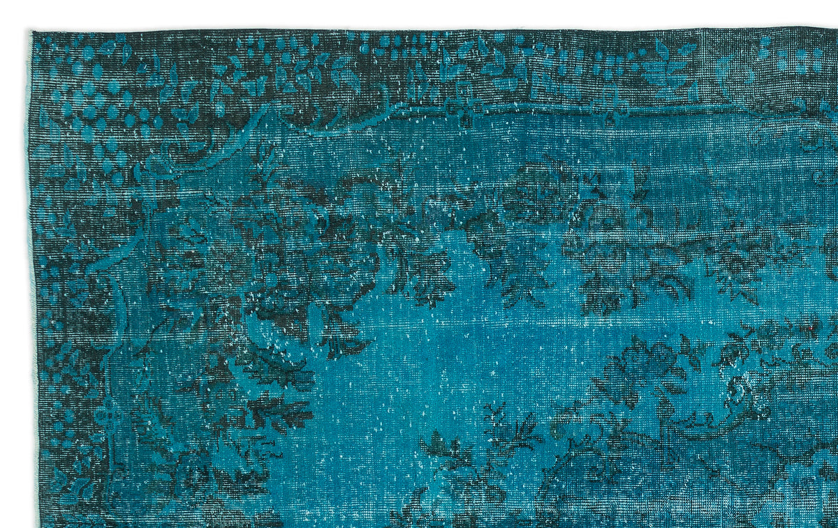 Turquoise  Over Dyed Vintage Rug 6&#39;6&#39;&#39; x 10&#39;9&#39;&#39; ft 199 x 328 cm
